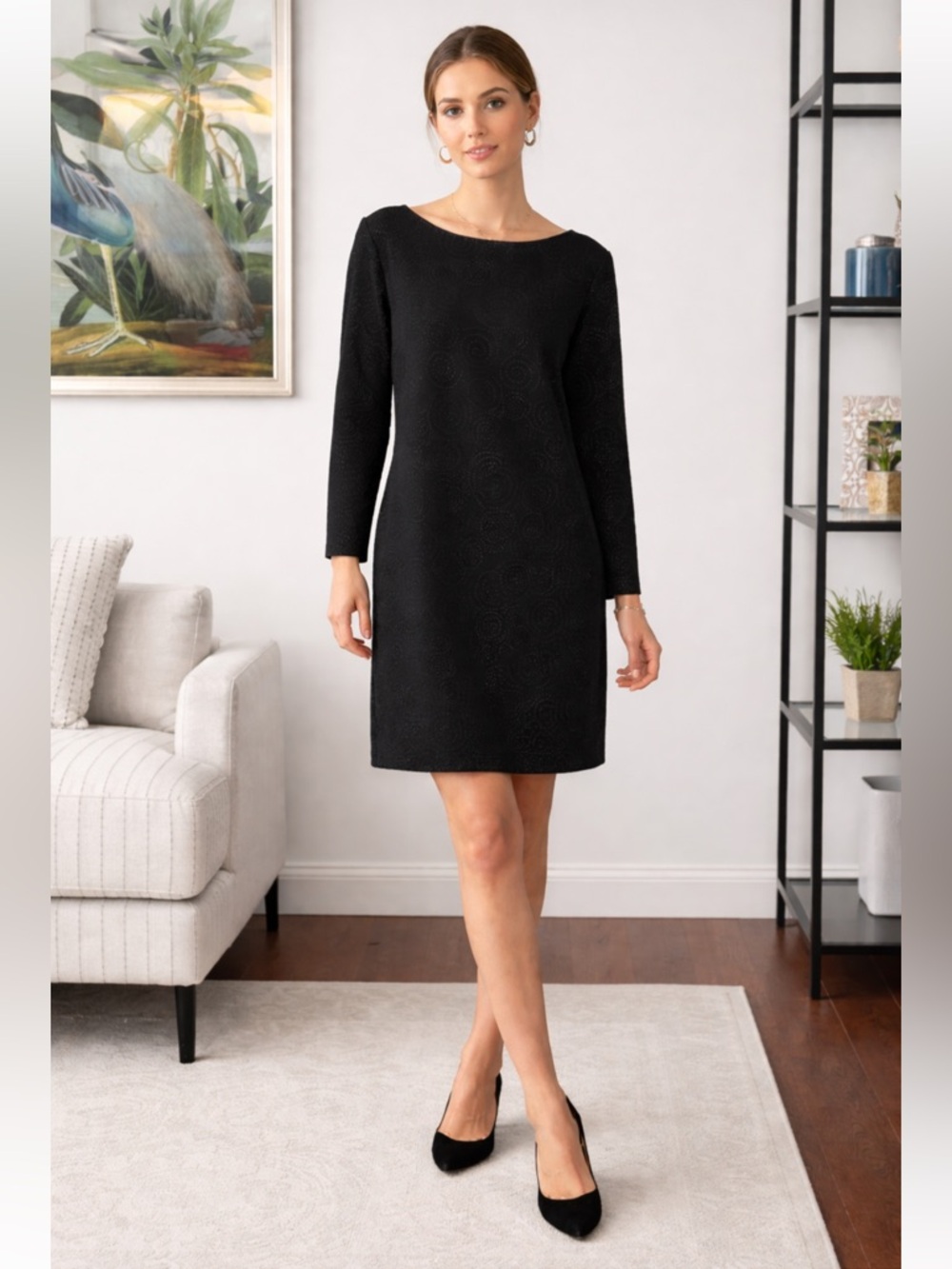 St. John Evening Embellished Formal Long Sleeve Sparkly Studded Dress